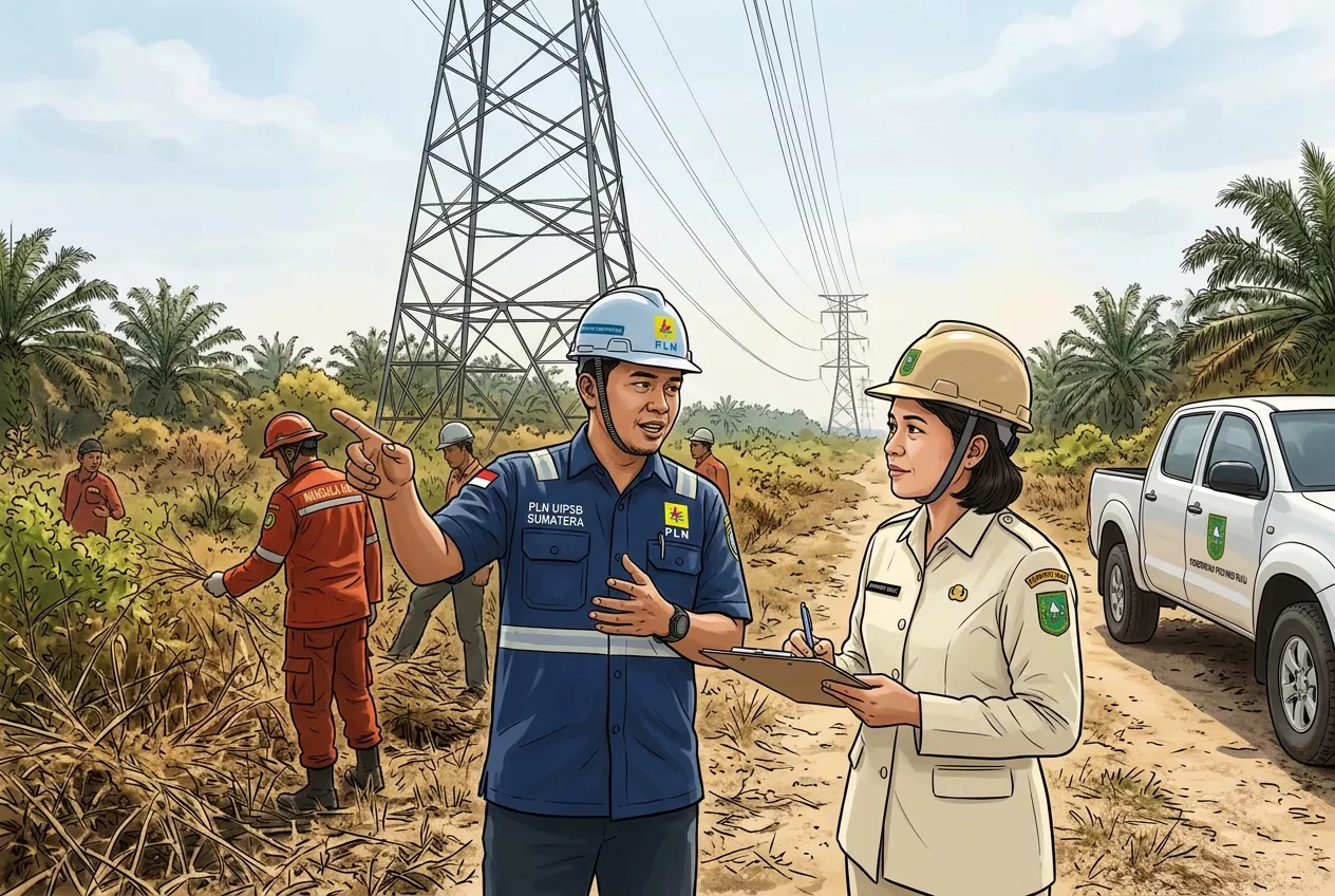 PLN UIP3B Sumatera Gandeng Pemprov Riau Amankan Jalur Transmisi Karhutla