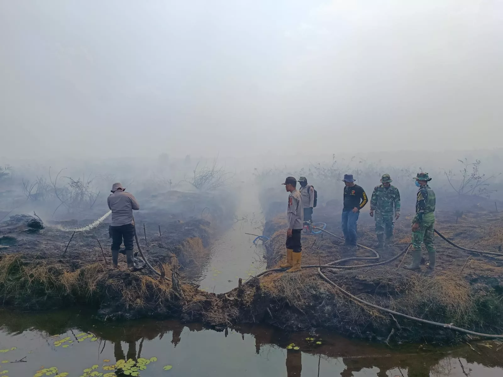 Polsek Pujud Padamkan Karhutla di Tanjung Medan, 2 Hektare Lahan Berhasil Dikendalikan