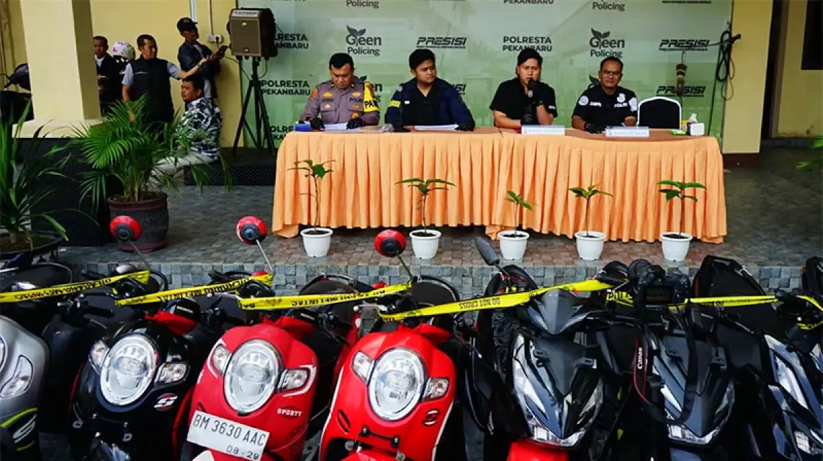 11 Tersangka Curanmor Dibekuk, Polresta Pekanbaru Sita 22 Sepeda Motor Curian