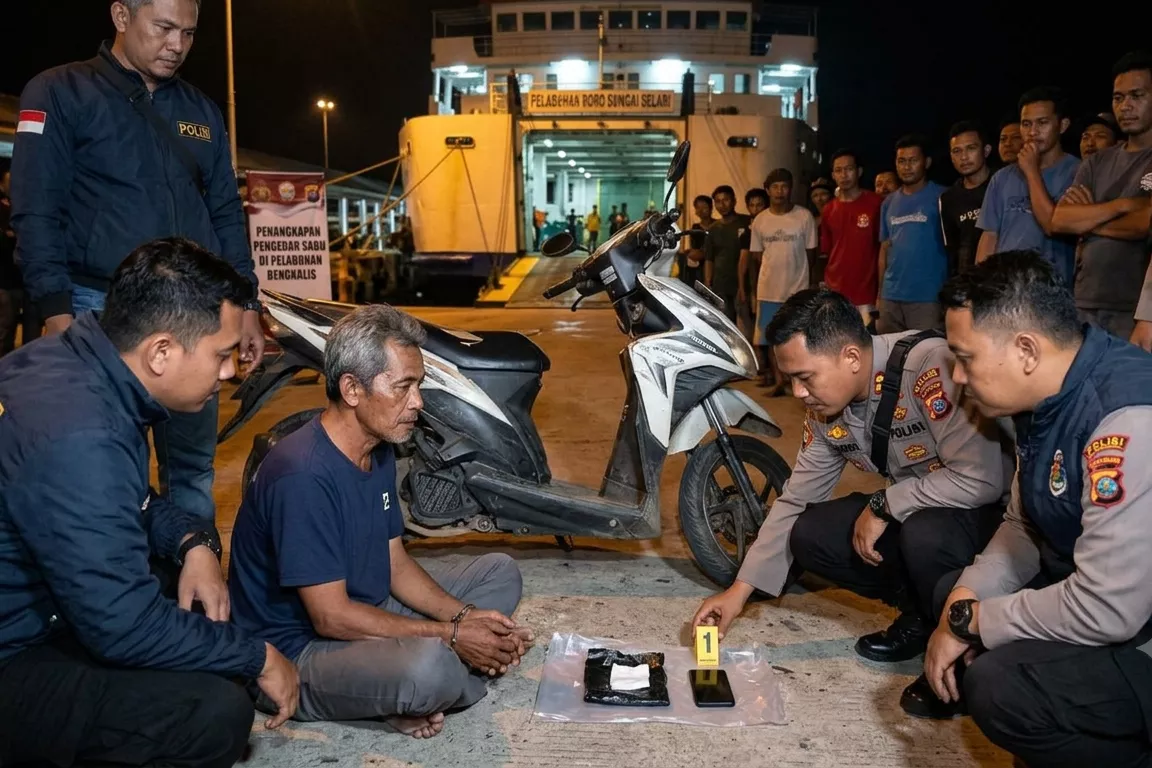 Nekat Edarkan Sabu, Pria 49 Tahun Diamankan Satresnarkoba Polres Bengkalis. 