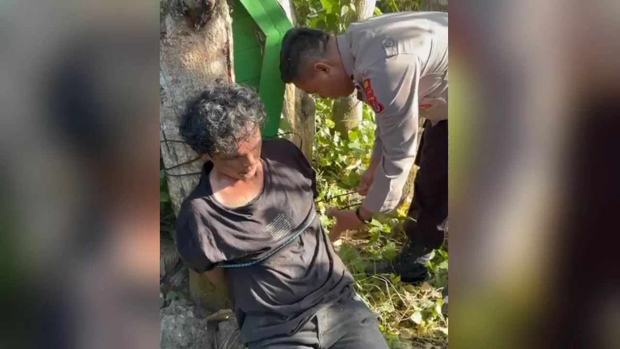 Kepergok Mencuri, Pria Bertato di Kendari Diikat Warga di Pohon