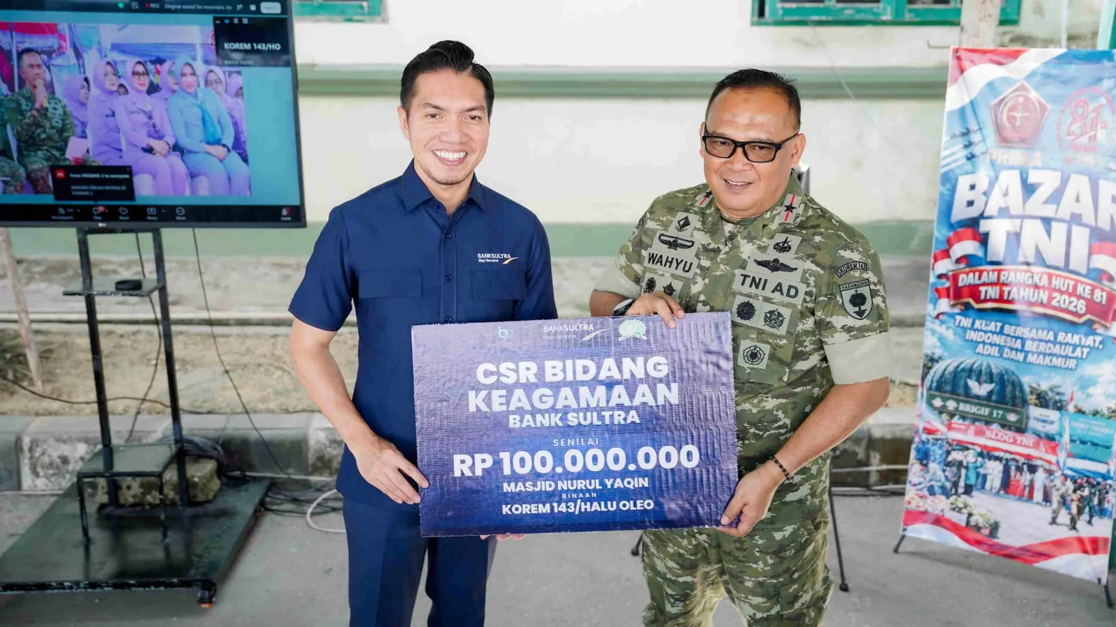 Sambut HUT ke-81 TNI, Bank Sultra Salurkan CSR dan Beasiswa untuk Keluarga Prajurit