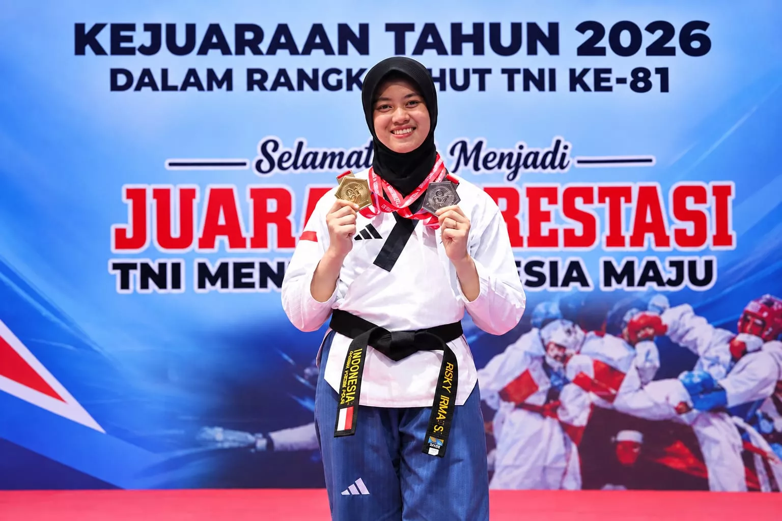Kejuaraan Taekwondo Piala Panglima TNI 2026 di Surabaya, Polwan Polda Sultra Borong Dua Medali