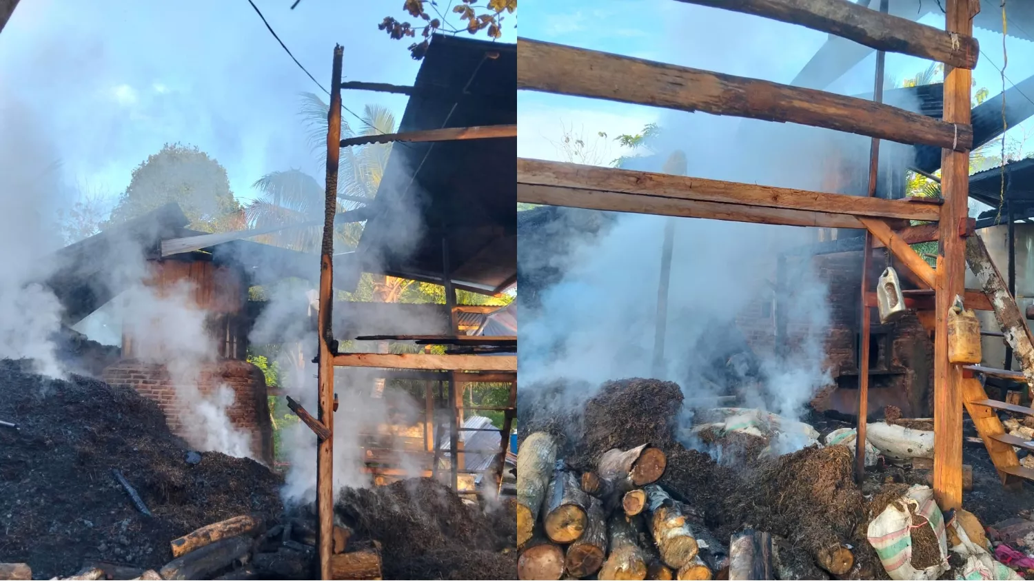 Penyulingan di Lawa Mubar Terbakar, 33 Karung Nilam Ludes Dilalap Api 