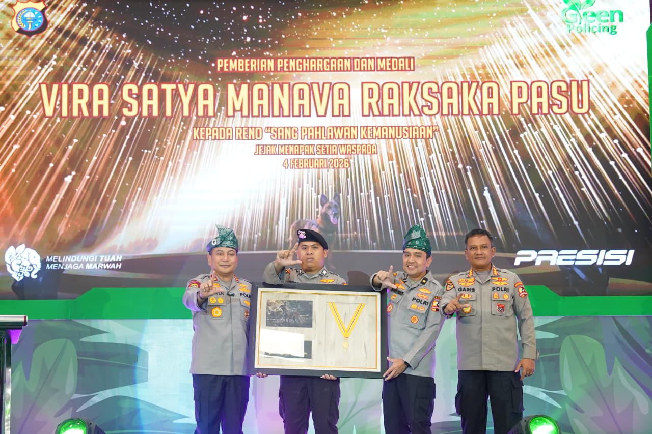 Reno, Anjing K9 Polda Riau Dianugerahi Medali Kehormatan dari Kapolri