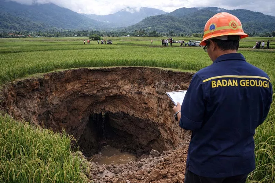 Fenomena Sinkhole Misterius Terjadi di Kawasan Pertanian Limapuluh Kota Sumatera Barat