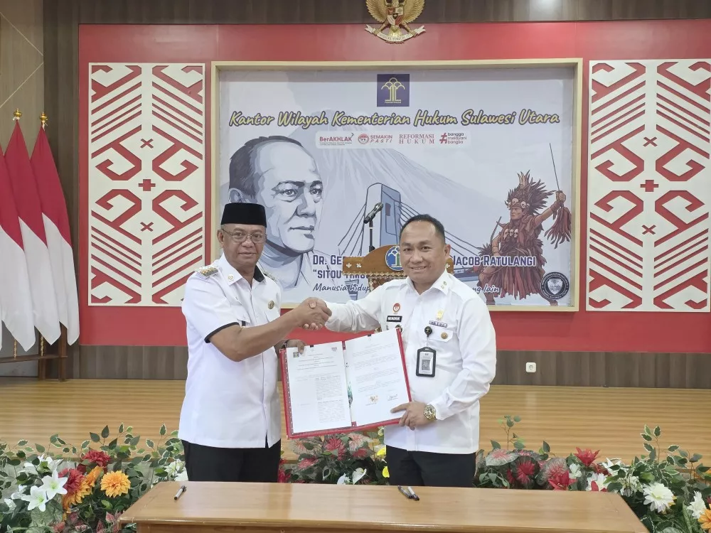 Pemkab Boltim Teken MoU dengan Kemenkum Sulut, Fokus Bantuan Hukum dan HKI Masyarakat