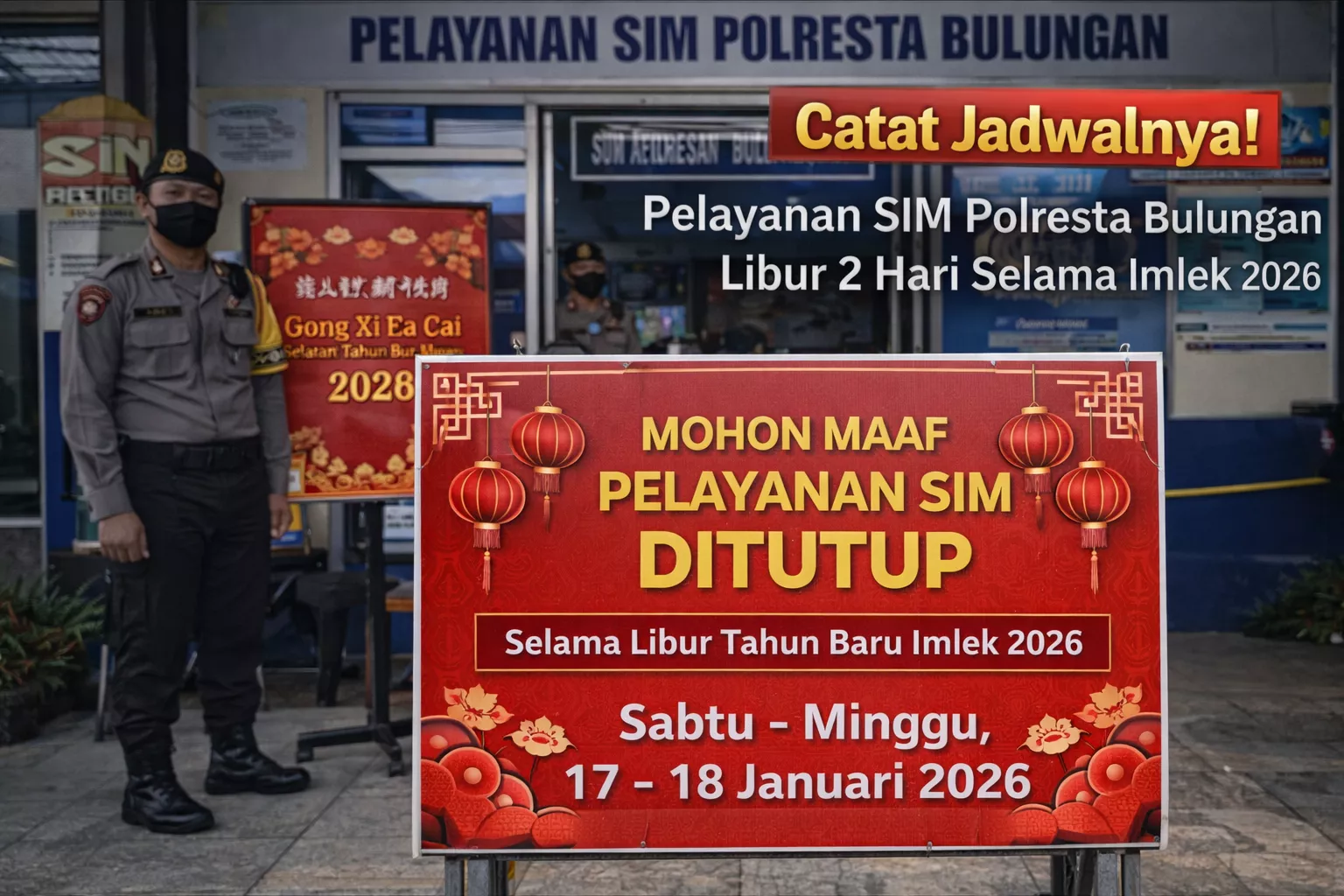 Catat Jadwalnya! Pelayanan SIM Polresta Bulungan Libur 2 Hari Selama Imlek 2026