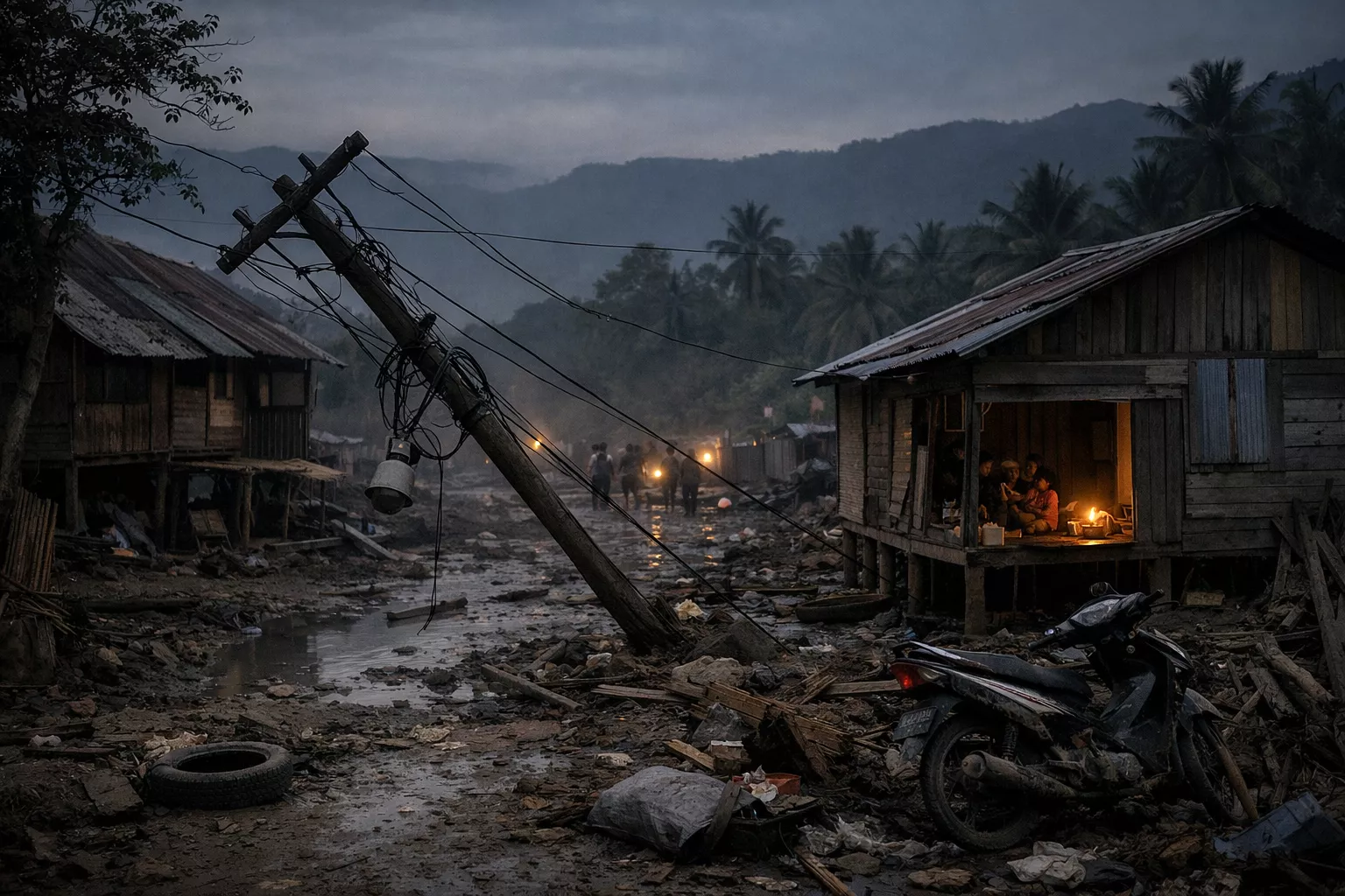 Dua Bulan Pasca-Banjir, Listrik di Dusun Sarah Raja Aceh Utara Masih Padam Total