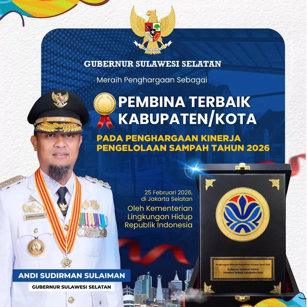 Komitmen Sulsel Bersih, Gubernur Terima Penghargaan Kinerja Pengelolaan Sampah