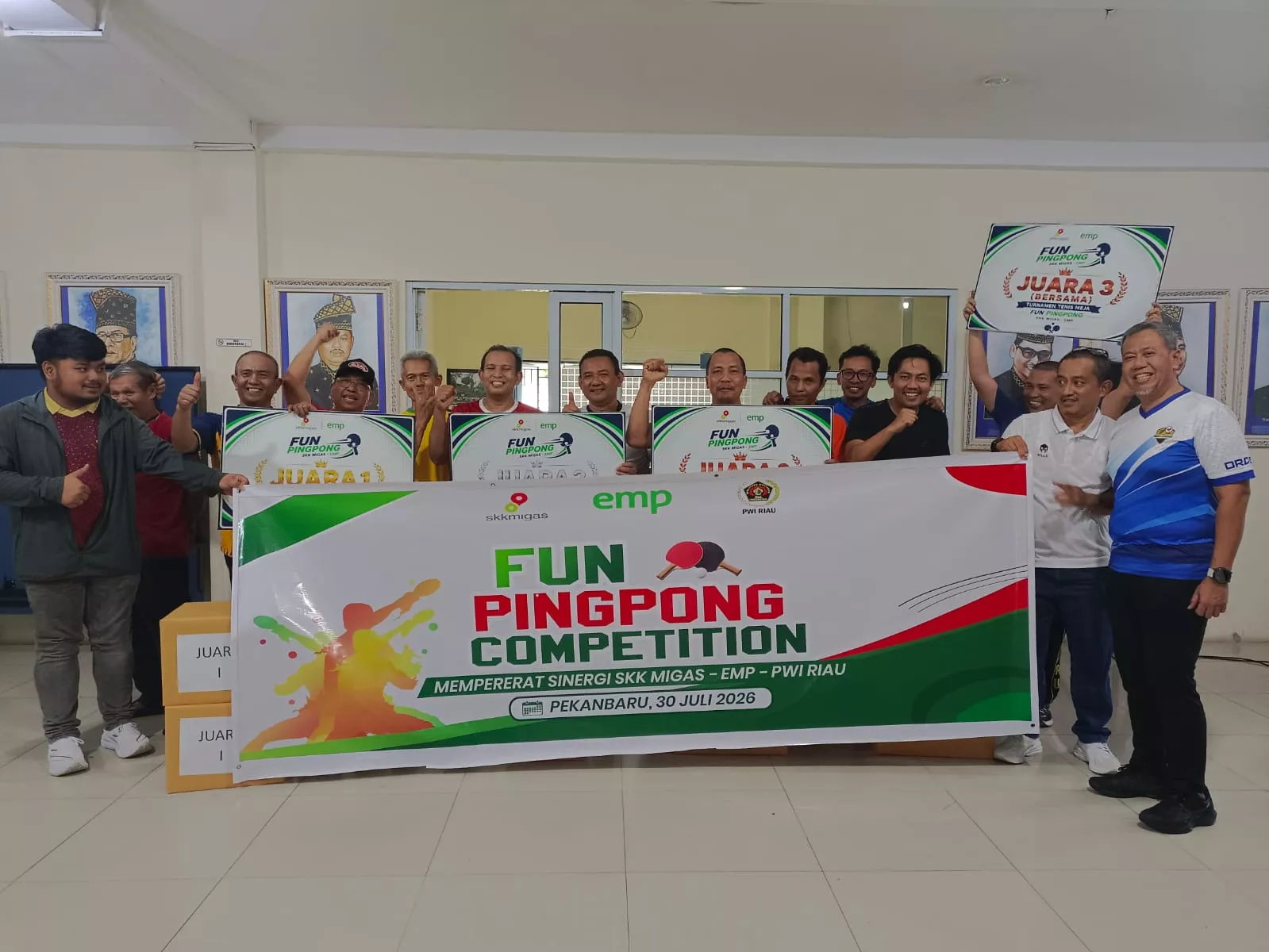 PWI Riau, SKK Migas Sumbagut dan EMP Bentu Pererat Sinergi Lewat Laga Persahabatan Tenis Meja