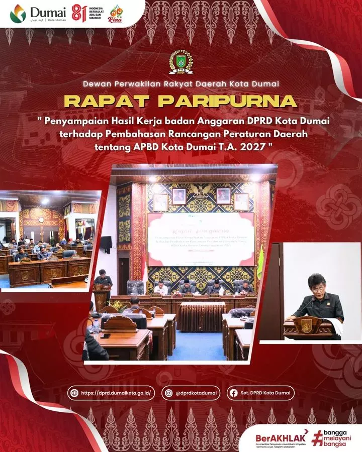 DPRD dan Pemko Dumai Sepakati APBD 2027, Total Anggaran Capai Rp1,76 Triliun