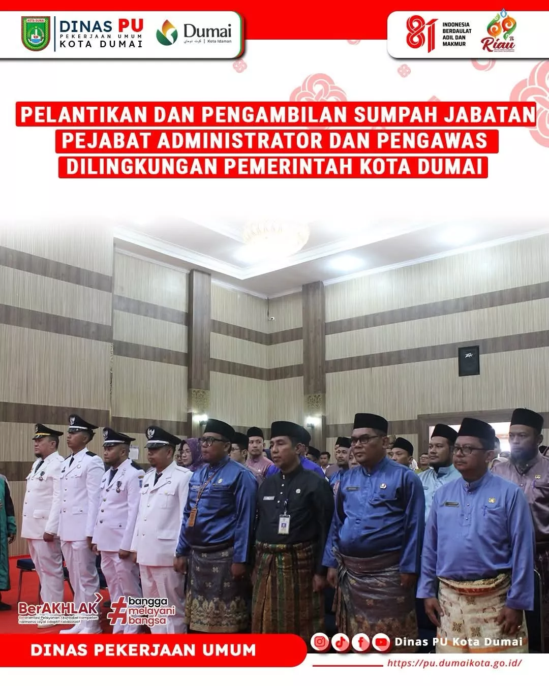 Sejumlah Pejabat Dinas PU Dumai Resmi Dilantik, Perkuat Kinerja Pemerintahan
